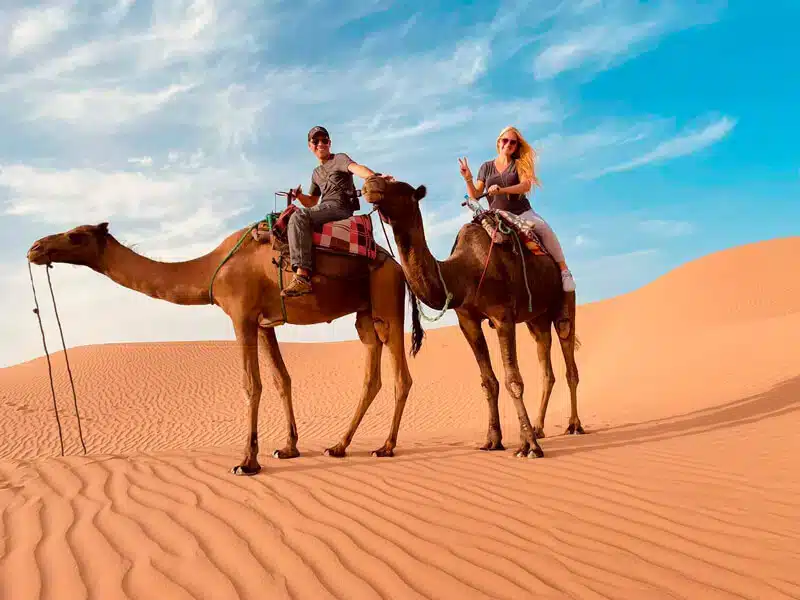 camel trekking during luxury desert tours from Marrakech